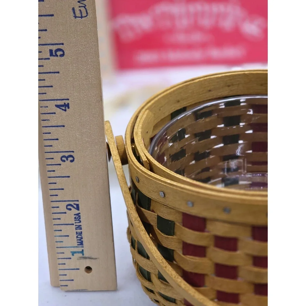 VTG Longaberger Melody Basket‎ Red Green 2003 Tree Trimming Holiday Small Set